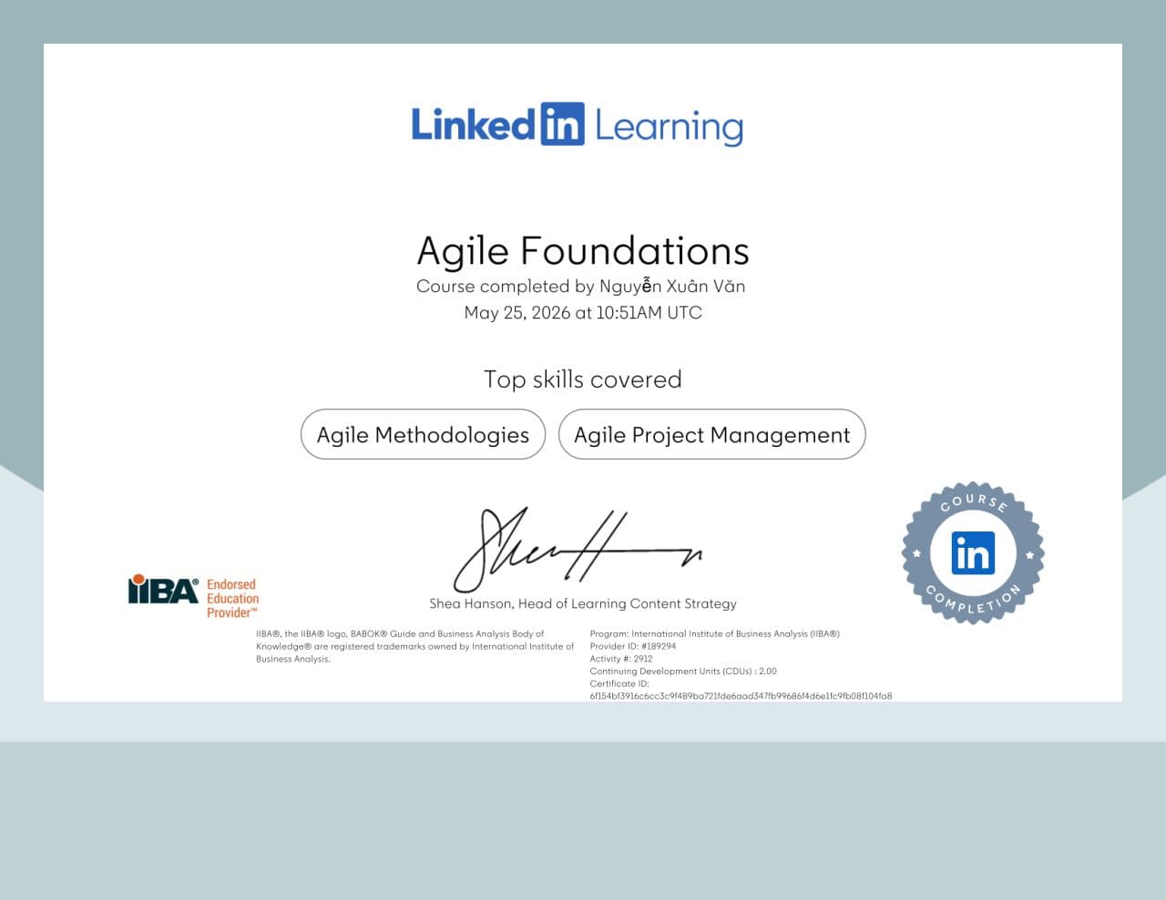 Agile Foundations certificate